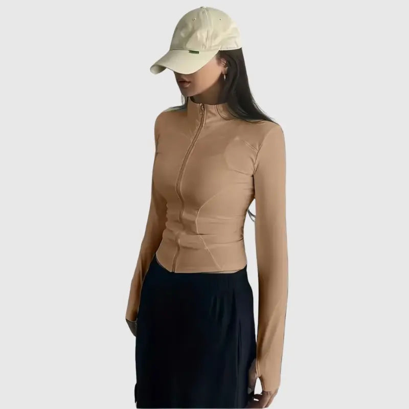 Colete Fitness Feminino Manga Longa com Zíper Frontal | Modelador Premium Não Transparente