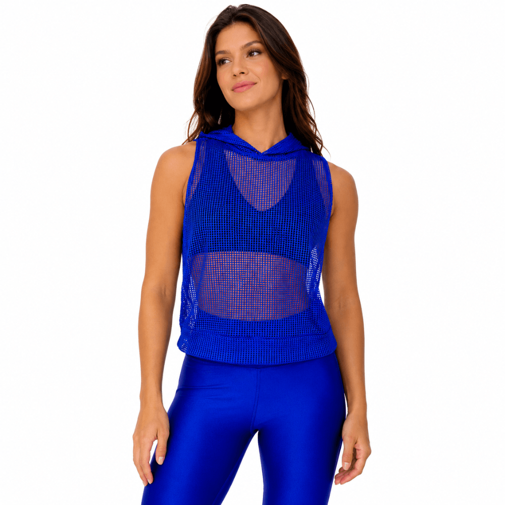 Calça Legging Fitness Feminina Azul Royal Cintura Alta Zero Transparência Premium