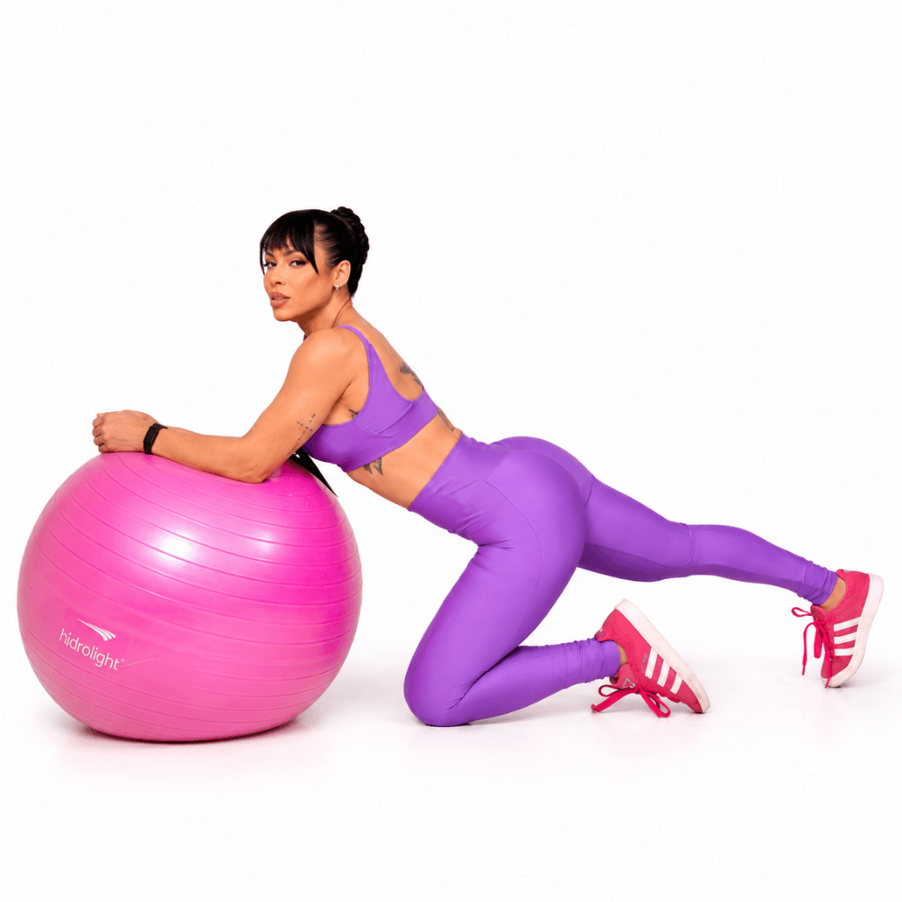 Conjunto Fitness Feminino Roxo com Bolso Lateral e Cintura Alta Premium