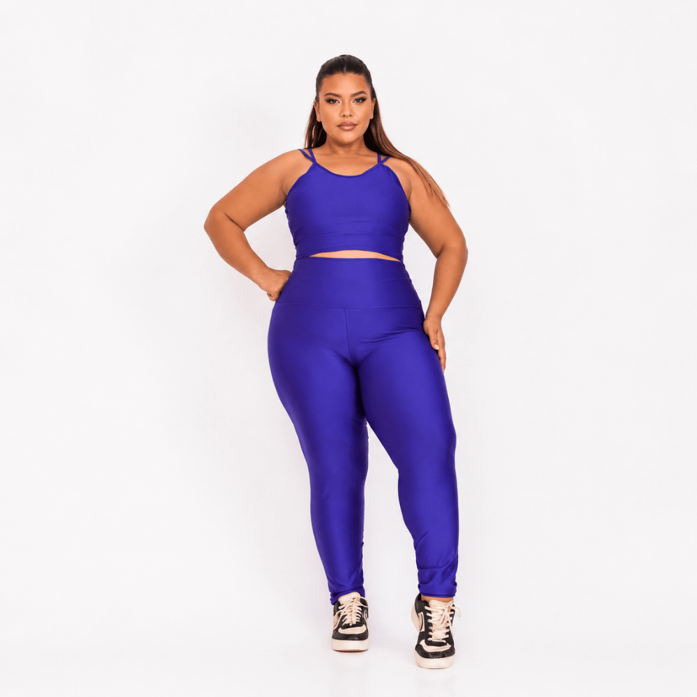 Conjunto Fitness Plus Size Feminino Roxo Ametista Zero Transparência Cintura Alta Premium