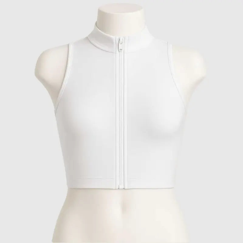 Colete Fitness Feminino Cropped Preto com Zíper Frontal | Modelador Premium Não Transparente