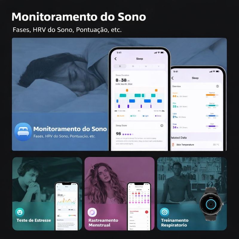 Smartwatch Esportivo GPS AMOLED 1.43" 3ATM com Chamadas