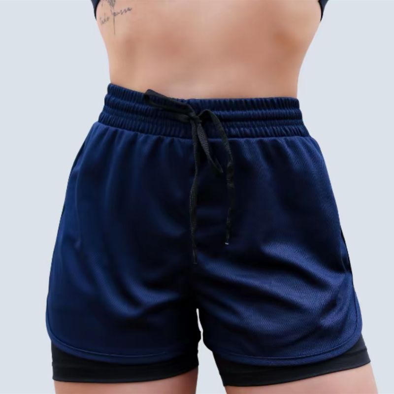 Kit 2 Bermudas Duplas Femininas 2 em 1 Cintura Alta