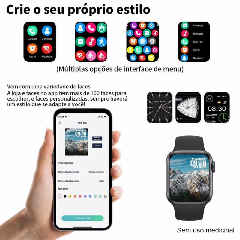 Smartwatch Series 9 Bluetooth 2.01” HD Chamadas NFC