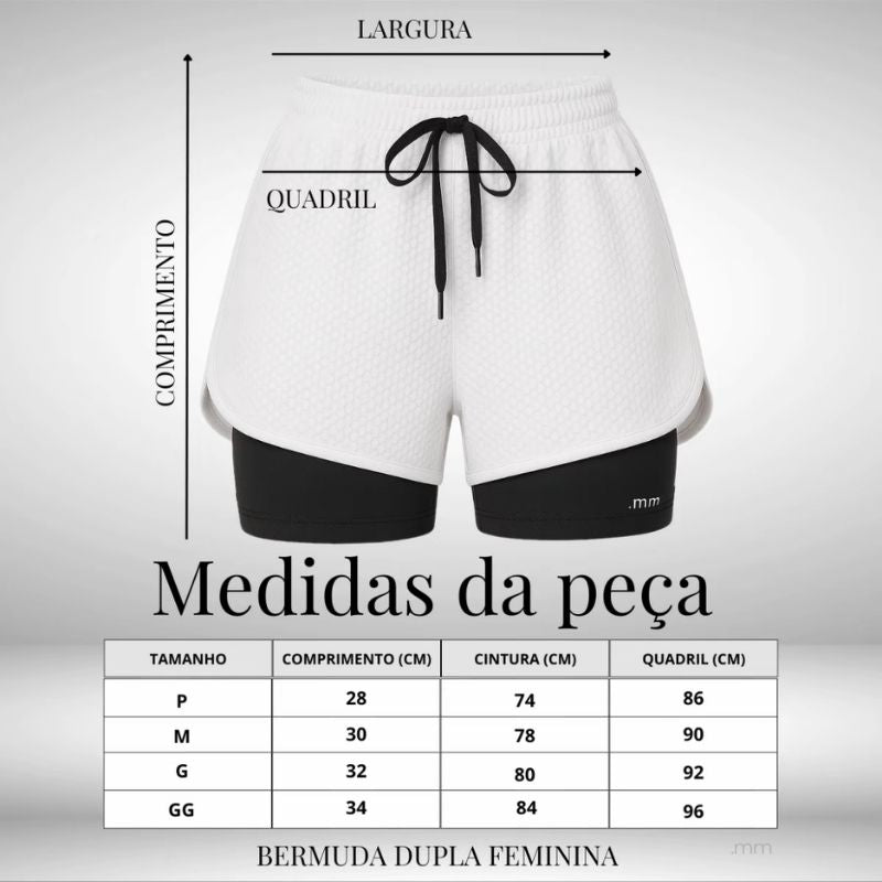 Kit 2 Bermudas Duplas Femininas 2 em 1 Cintura Alta