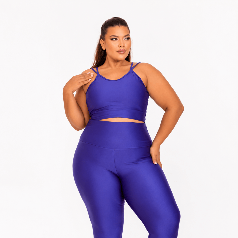 Conjunto Fitness Plus Size Feminino Roxo Ametista Zero Transparência Cintura Alta Premium