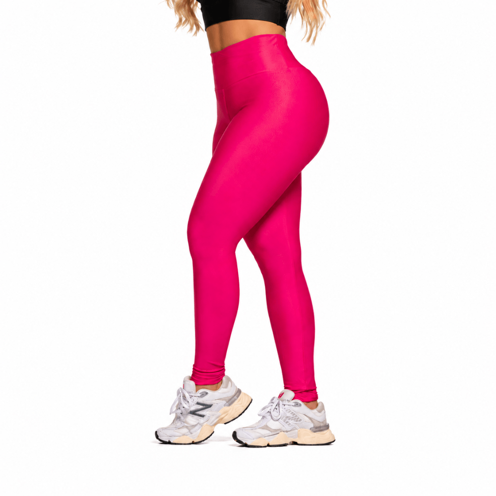 Calça Legging Fitness Feminina Rosa Pink Cintura Alta Modeladora Premium