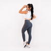 Conjunto Fitness Feminino Cinza e Branco Top e Legging Cintura Alta Premium