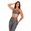 Conjunto Fitness Feminino Cinza Chumbo com Bolso Lateral e Cintura Alta Premium