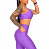 Conjunto Fitness Feminino Roxo com Bolso Lateral e Cintura Alta Premium