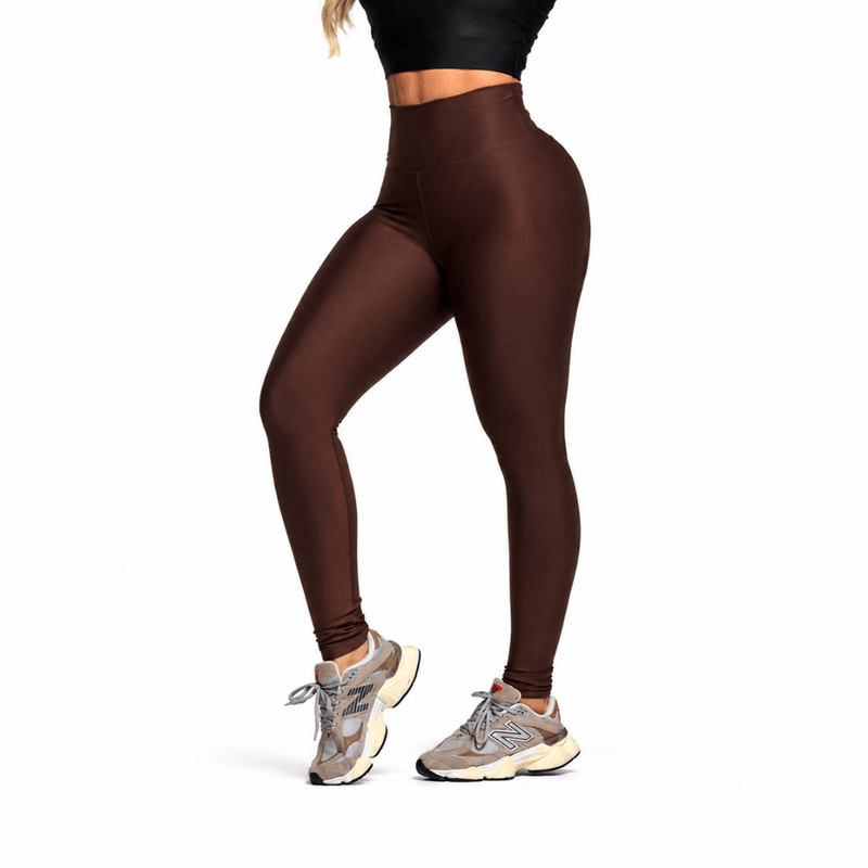 Calça Legging Fitness Feminina Marrom Café Cintura Alta Modeladora Premium