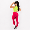Conjunto Fitness Feminino Pink e Verde Lima Top e Legging Cintura Alta Premium