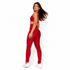 Conjunto Fitness Feminino Vermelho Cereja com Bolso Lateral e Cintura Alta Premium