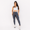Conjunto Fitness Feminino Cinza e Branco Top e Legging Cintura Alta Premium