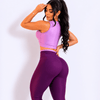 Conjunto Fitness Feminino Roxo e Lilás Top e Legging Cintura Alta Premium