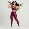 Conjunto Feminino Bordô Academia Trilobal Prisma - Top e Legging Canelada Brilho Premium