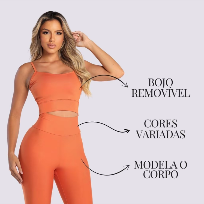 Conjunto Fitness Feminino Azul Marinho Top e Legging Cintura Alta Premium