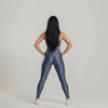 Conjunto Feminino Azul Academia Trilobal Prisma - Top e Legging Canelada Brilho Premium