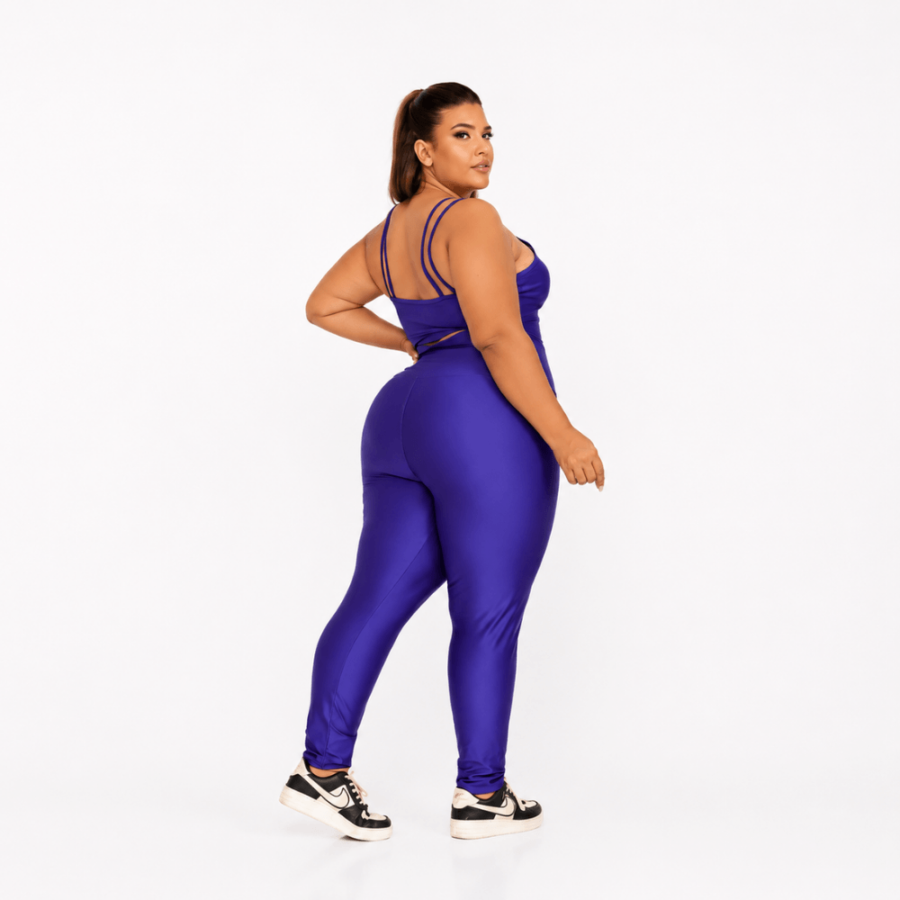 Conjunto Fitness Plus Size Feminino Roxo Ametista Zero Transparência Cintura Alta Premium