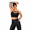 Conjunto Fitness Feminino Preto Top Strappy e Legging com Bolso Premium