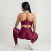 Conjunto Feminino Bordô Academia Trilobal Prisma - Top e Legging Canelada Brilho Premium