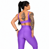 Conjunto Fitness Feminino Roxo com Bolso Lateral e Cintura Alta Premium