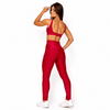 Conjunto Fitness Feminino Vermelho Cereja com Bolso Lateral e Cintura Alta Premium