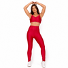 Conjunto Fitness Feminino Vermelho Cereja com Bolso Lateral e Cintura Alta Premium