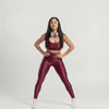 Conjunto Feminino Bordô Academia Trilobal Prisma - Top e Legging Canelada Brilho Premium