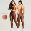 Conjunto Feminino Bronze Academia Trilobal Prisma - Top e Legging Canelada Brilho Premium