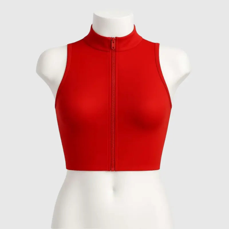 Colete Fitness Feminino Cropped Preto com Zíper Frontal | Modelador Premium Não Transparente