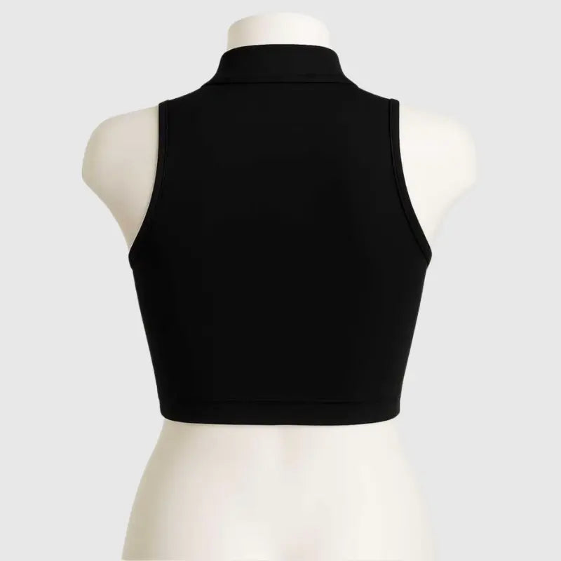 Colete Fitness Feminino Cropped Preto com Zíper Frontal | Modelador Premium Não Transparente