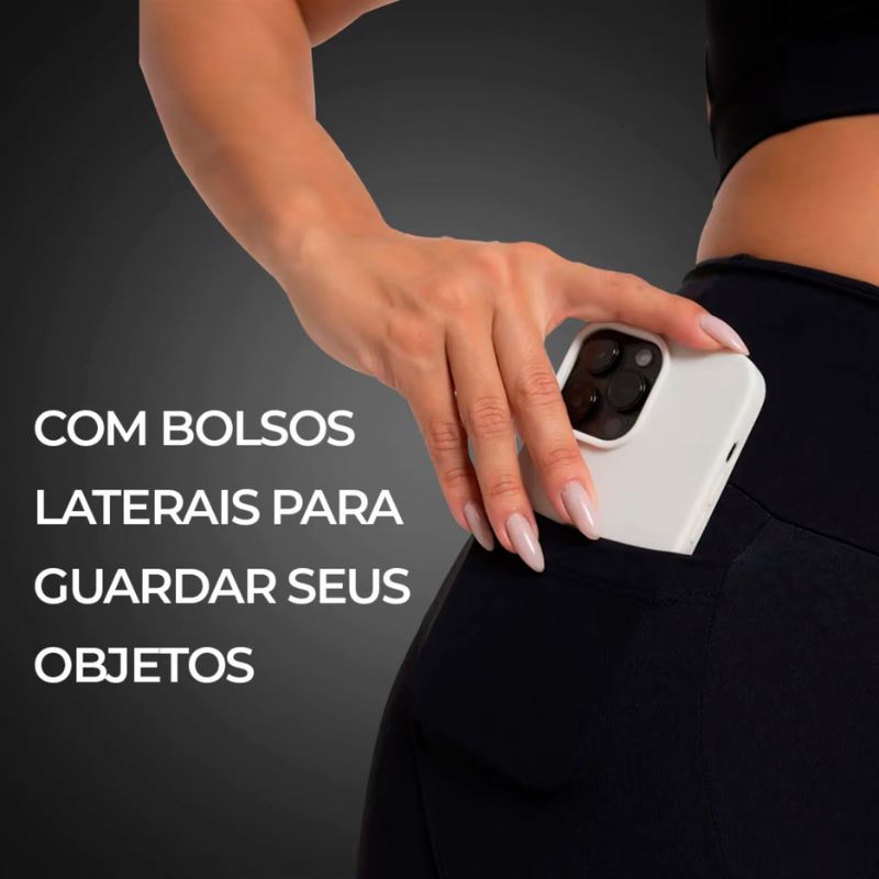 Short Fitness Feminino de Alta Compressão com Bolsos Laterais e Proteção UV50 Prime Fit