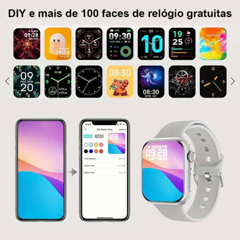 Smartwatch Series 9 Bluetooth 2.01” HD Chamadas NFC