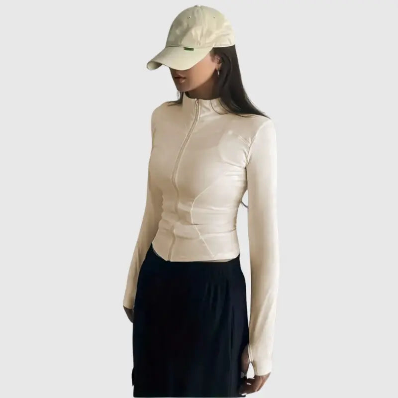 Colete Fitness Feminino Manga Longa com Zíper Frontal | Modelador Premium Não Transparente