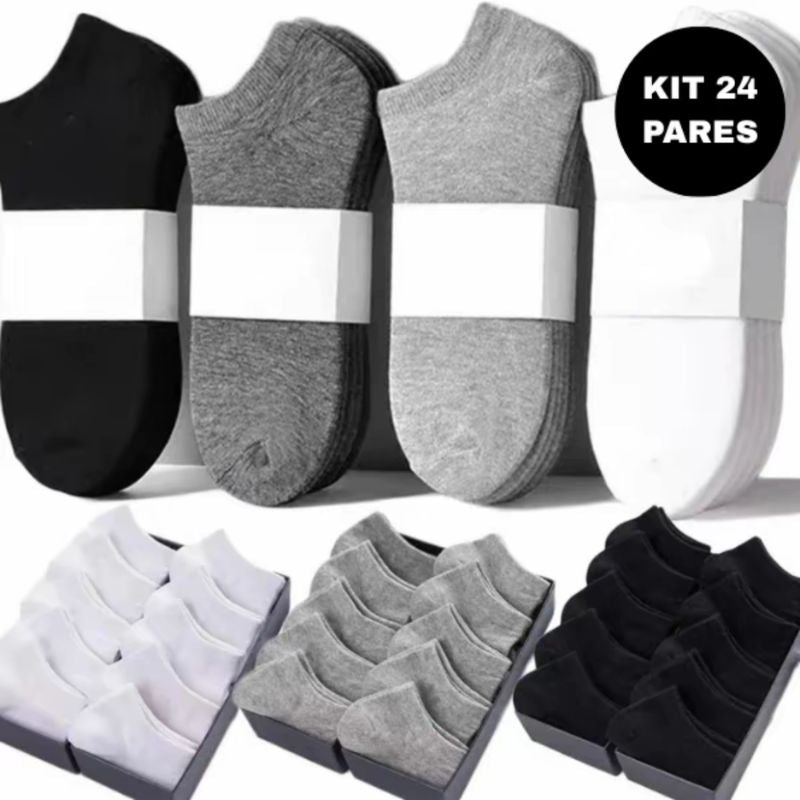 Kit 24 Pares Meias Soquete Unissex Conforto Premium