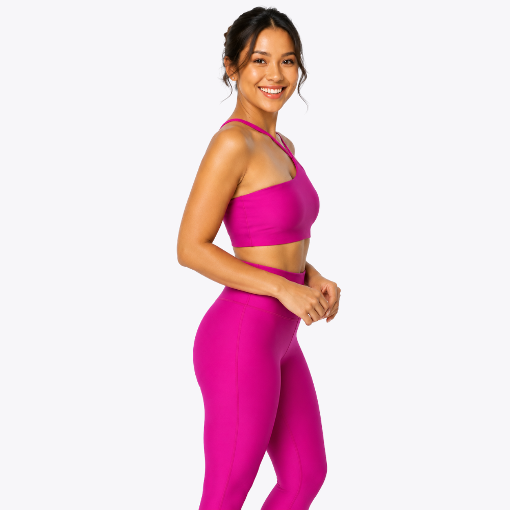 Top Fitness Nula Manga Rosa Glow Um Ombro Só - Com Compressão e Proteção UV