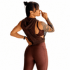 Conjunto Fitness Feminino Marrom Terracota com Bolso Lateral e Cintura Alta Premium