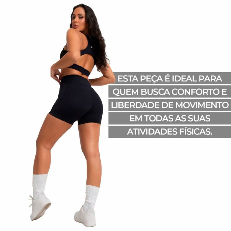 Short Fitness Feminino de Alta Compressão com Bolsos Laterais e Proteção UV50 Prime Fit