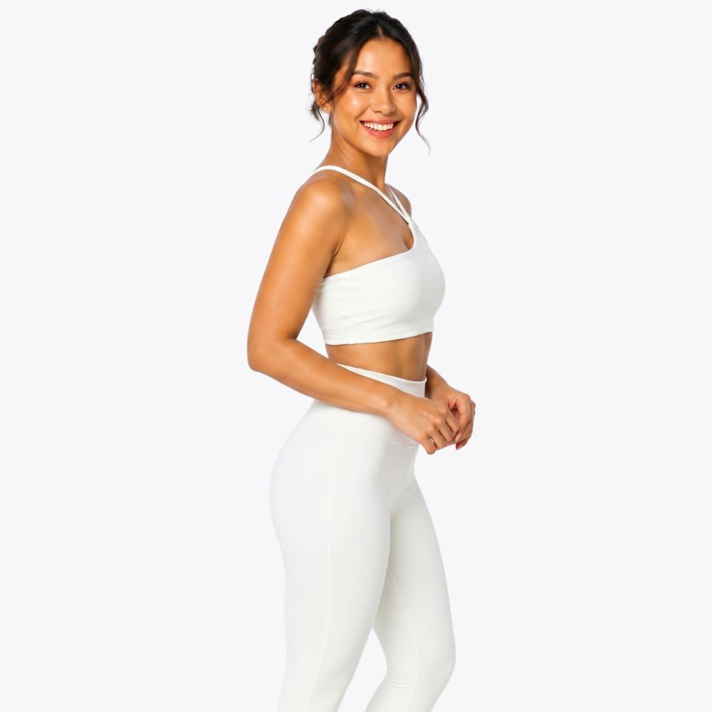 Top Fitness Nula Manga Branco Um Ombro Só - Com Sustentação e Forro Duplo