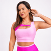 Conjunto Fitness Feminino Rosa Pink e Rosa Claro Top e Legging Cintura Alta Premium