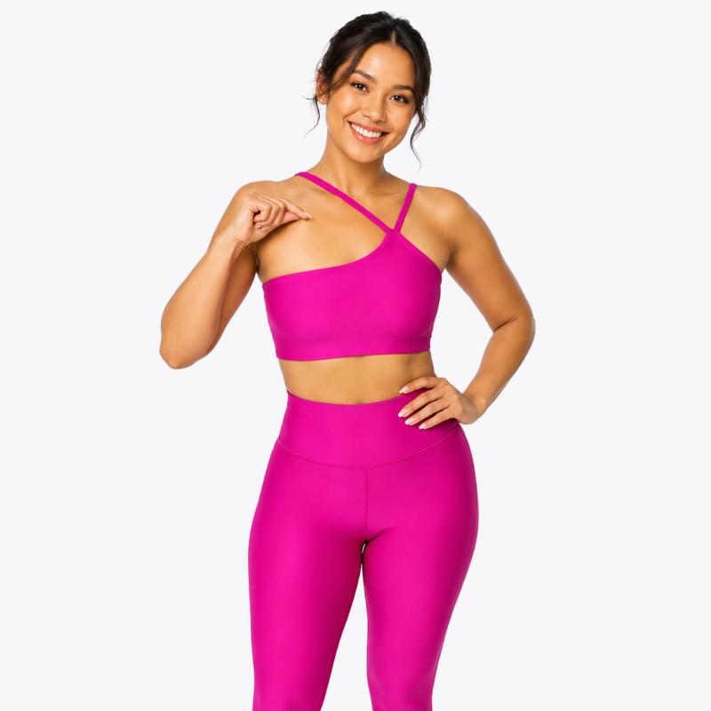 Top Fitness Nula Manga Rosa Glow Um Ombro Só - Com Compressão e Proteção UV
